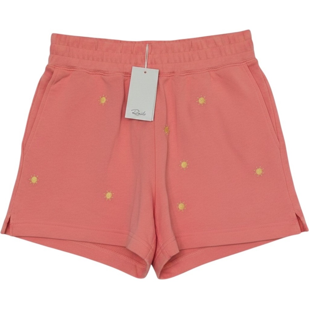 Rails Jane Sweat Shorts Women XS Coral Sunshine Embroidery Pink Loungewear New